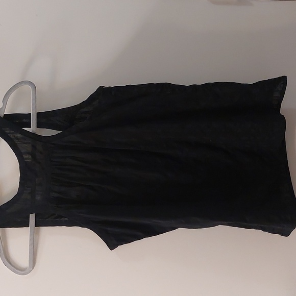 Decree Black sheer striped stud embellished tank top. Size L - Picture 5 of 7